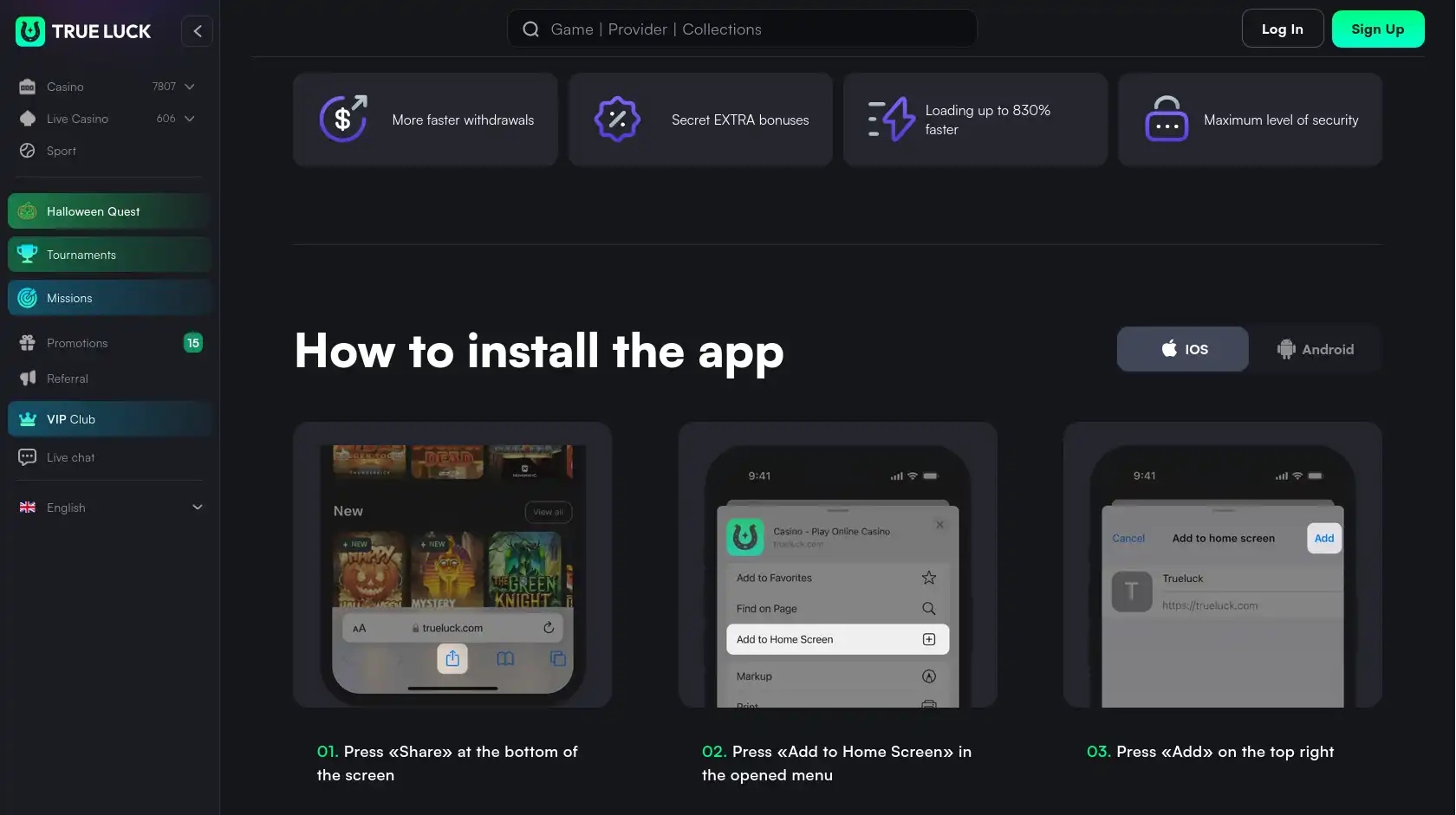 Trueluck app installeren op iOS en Android - stapsgewijze installatiegids